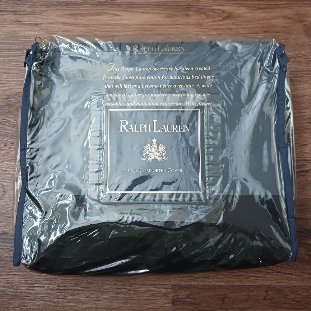 Ralph Lauren King Comforter Cover 100% Combed Cotton Black No Iron Made in USA